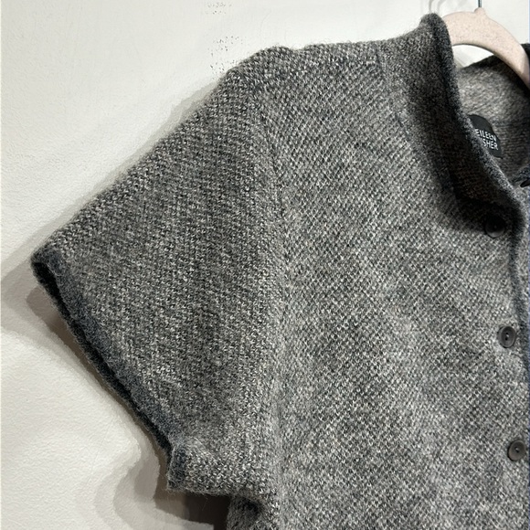 Eileen Fisher alpaca, merino wool blend short sleeve cardigan - Picture 5 of 12